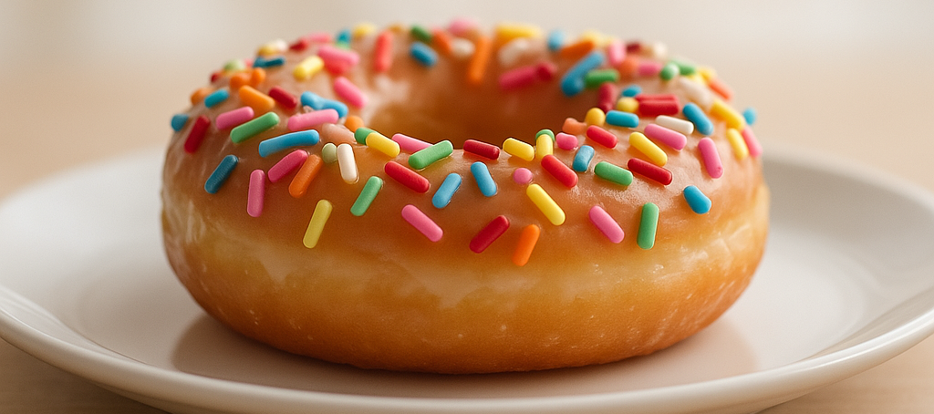 Ein Doughnut mit Streuseln, Bild für die Doughnut-Ökonomie