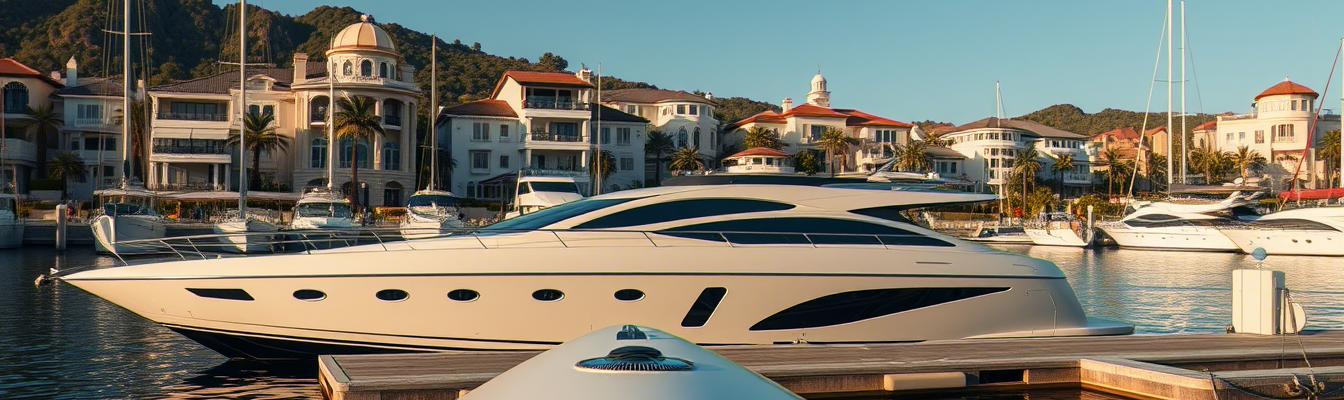 Ein Yachthafen mit Luxusyachten und Villas - KI-generierter Content