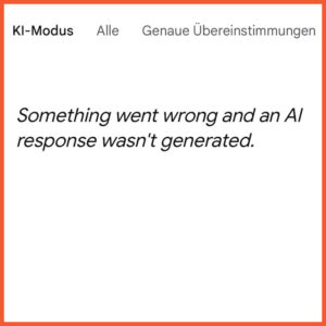 Eine Schrift: Something went wrong and an AI response wasn't generated