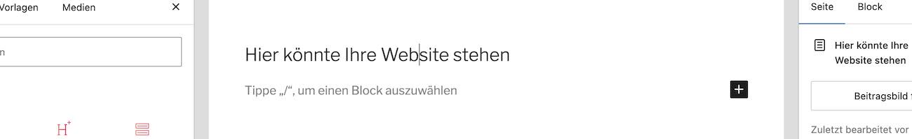 Screenshot des Block-Seiteneditors von WordPress